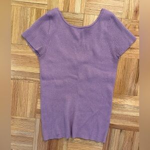 J.Crew Purple Ribbed Short Sleeve Sweater Tee